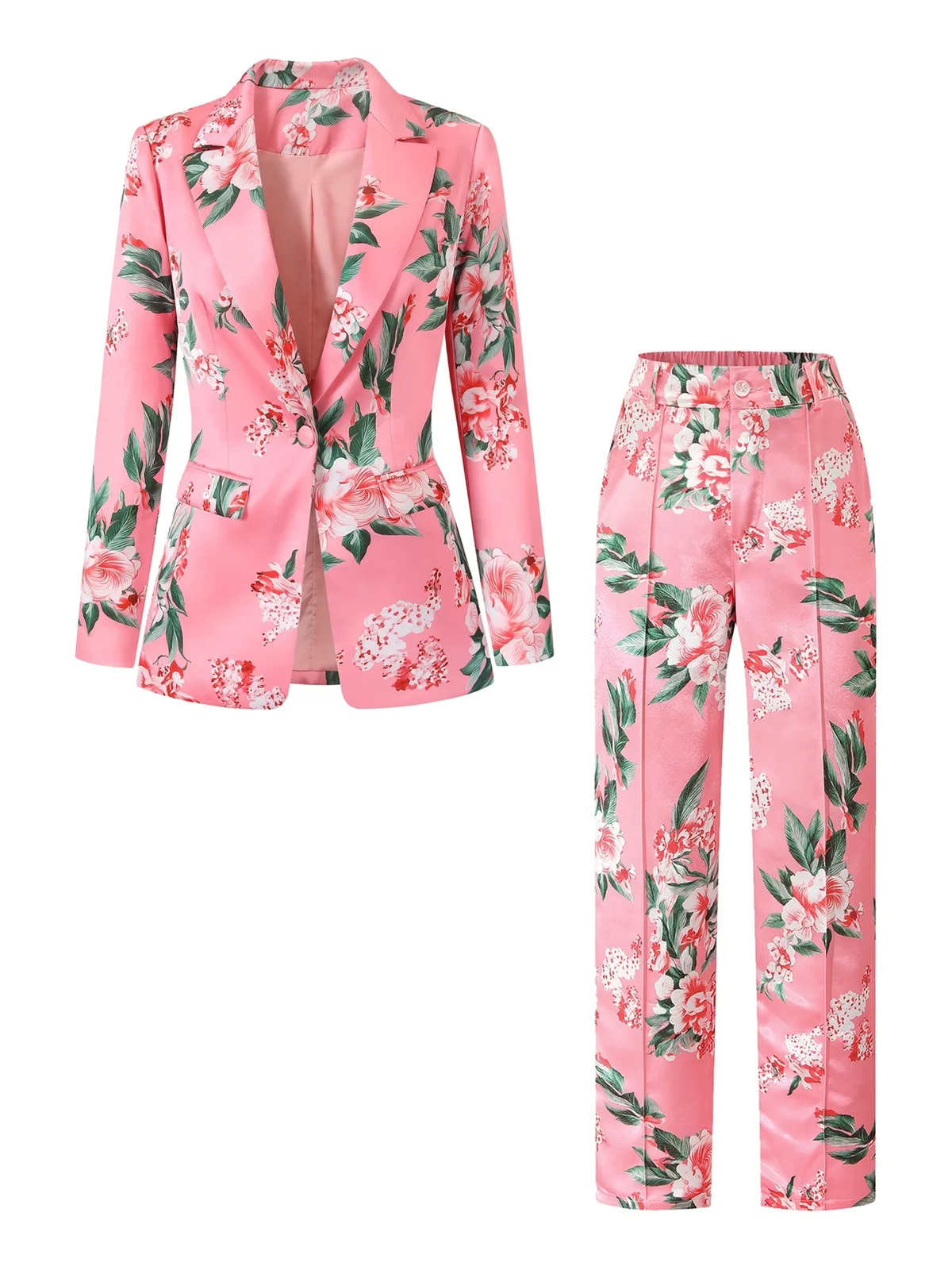 Printed Satin Silk Suit