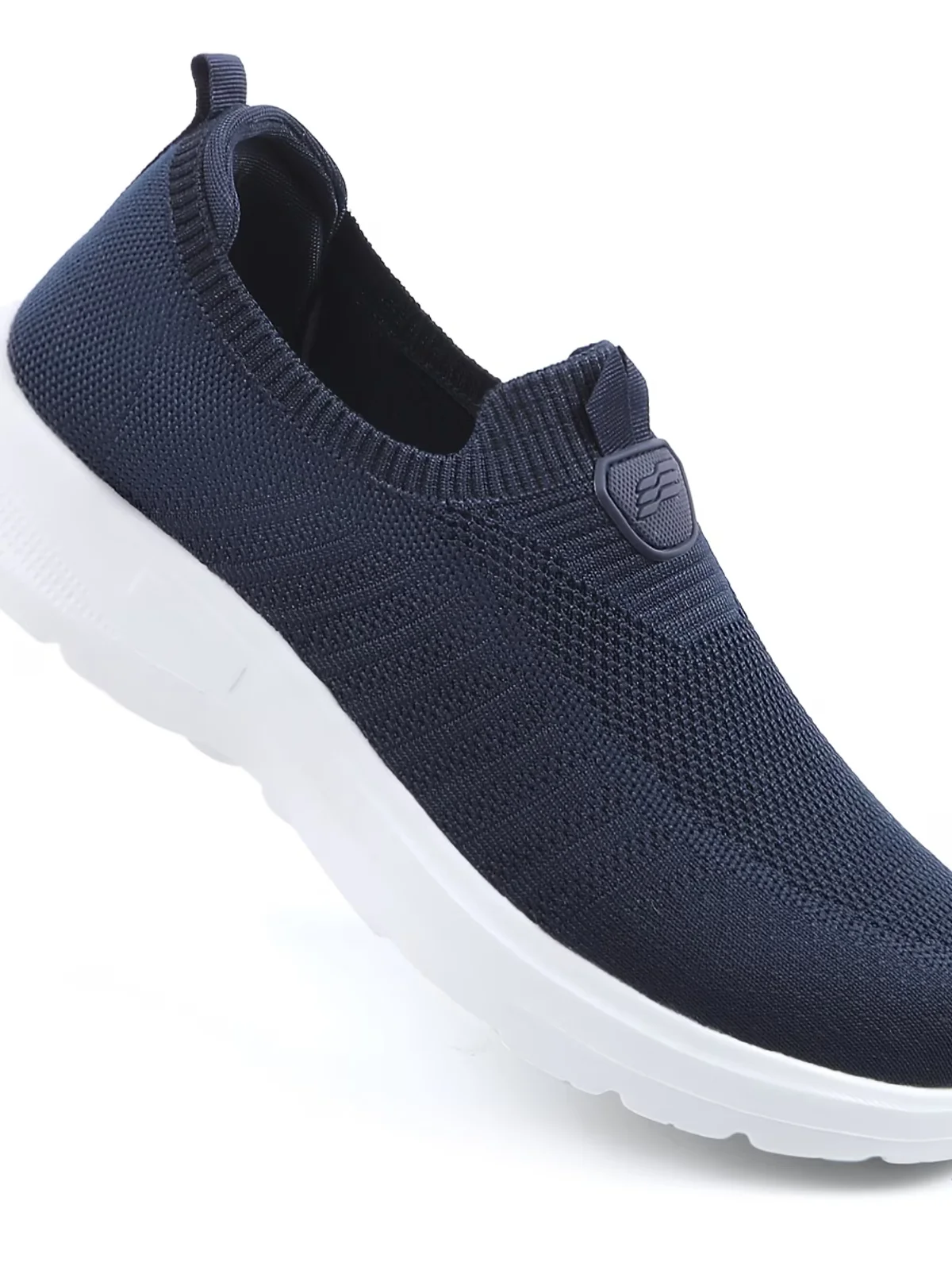 Navy Knit Slip-On Trainers