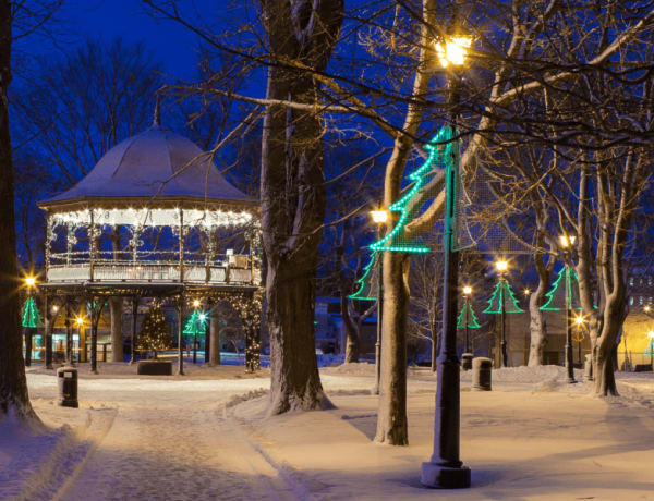Festive winter scene in Saint John, New Brunswick