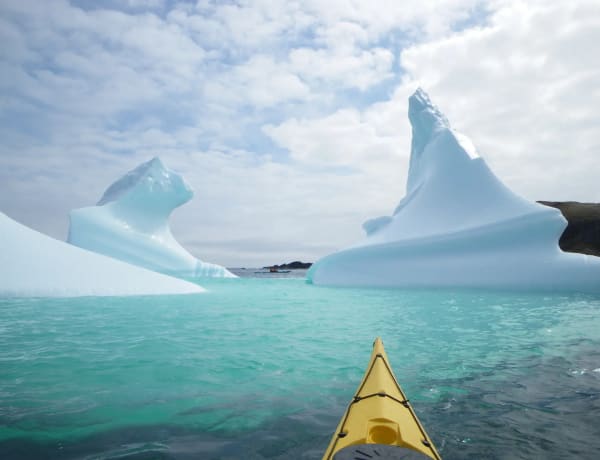 Icebergs drifting off the coast of Newfoundland and Labrador