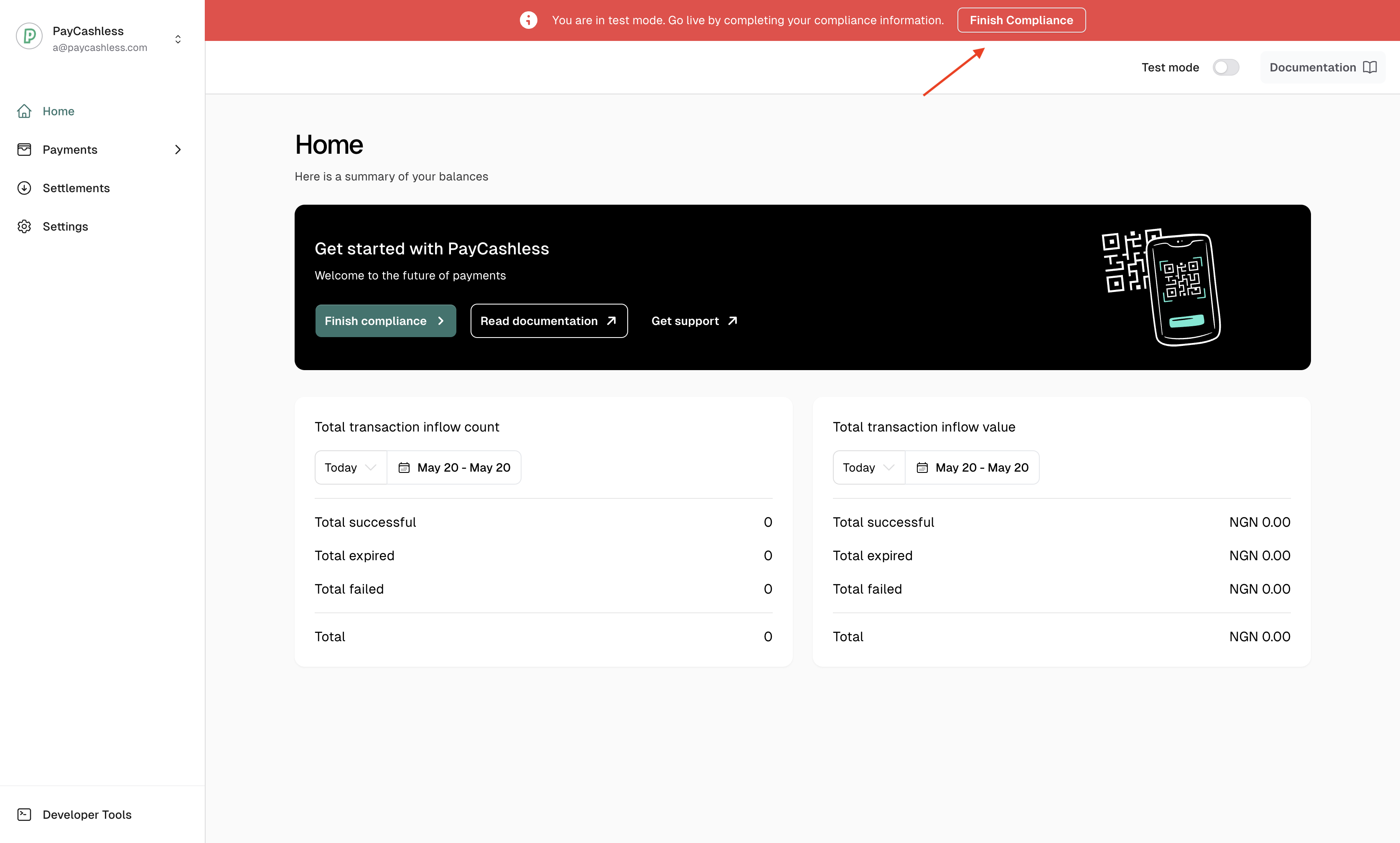 Paycashless dashboard page