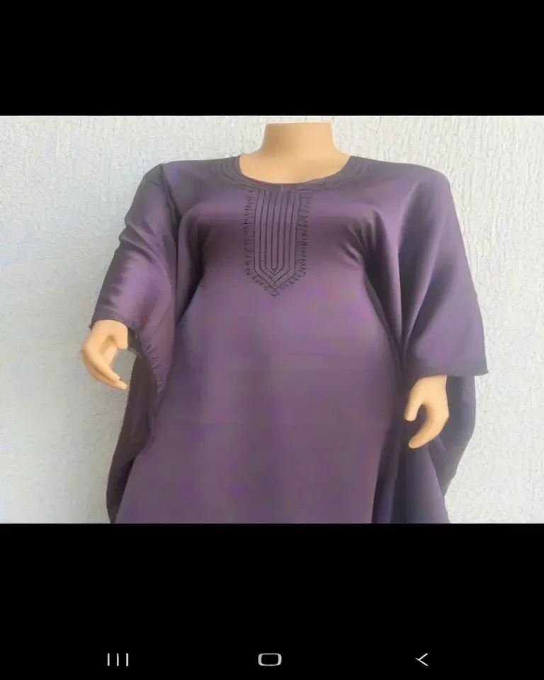 Elegant Plum Embroidered Kaftan Dress