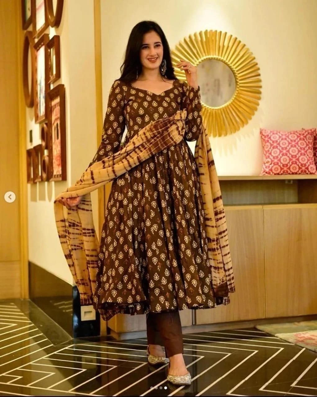 Multicolor Printed Rayon Kurta Pant and Dupatta Set