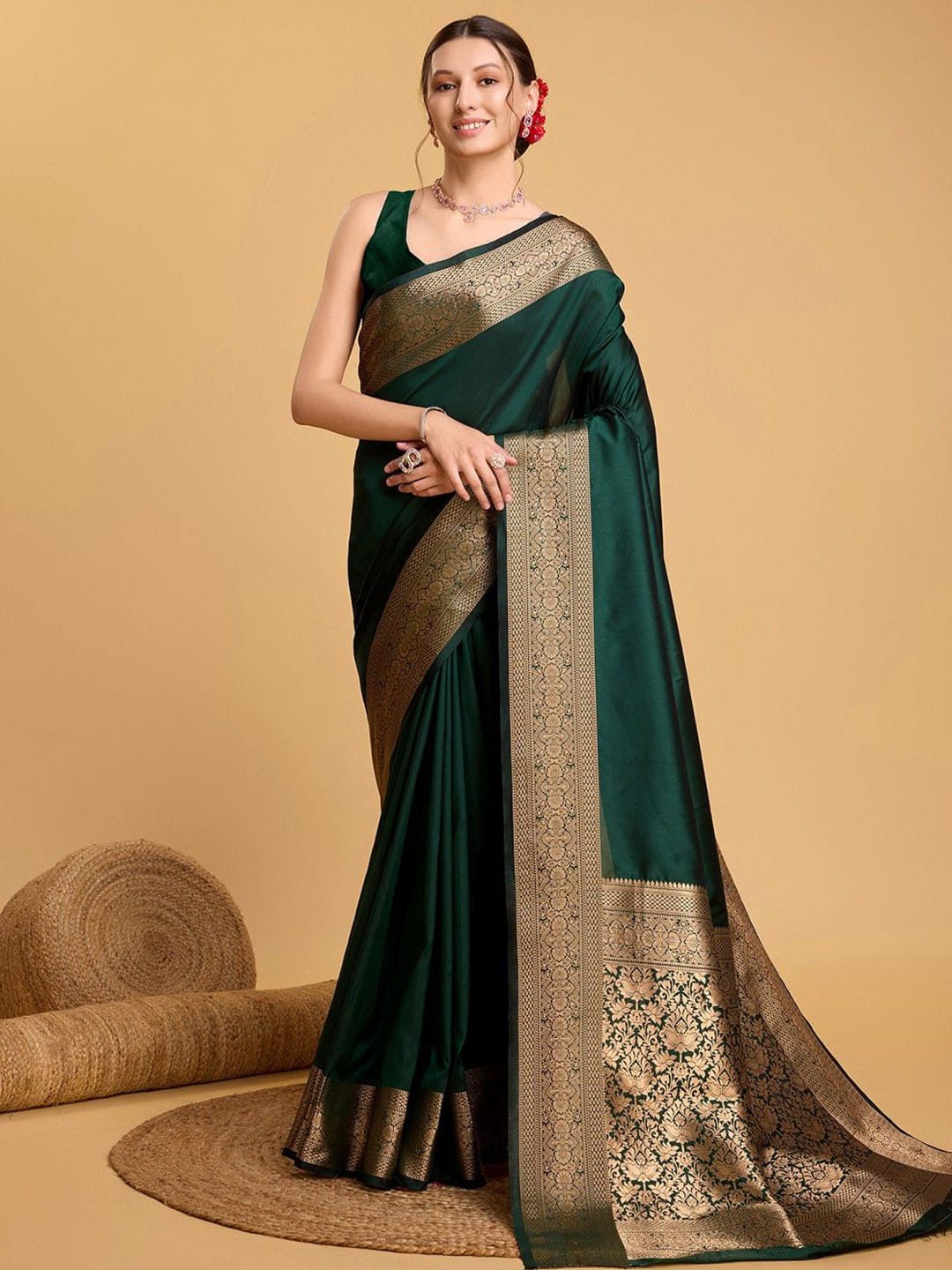 Art Silk Zari Kanjivaram Saree With Unstitched Blouse Piece