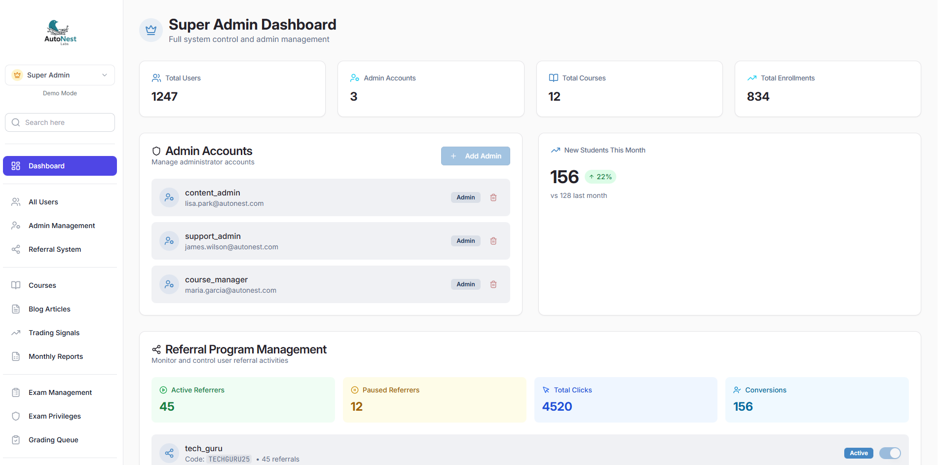 Student & Admin Portal w/ AutoAcademy