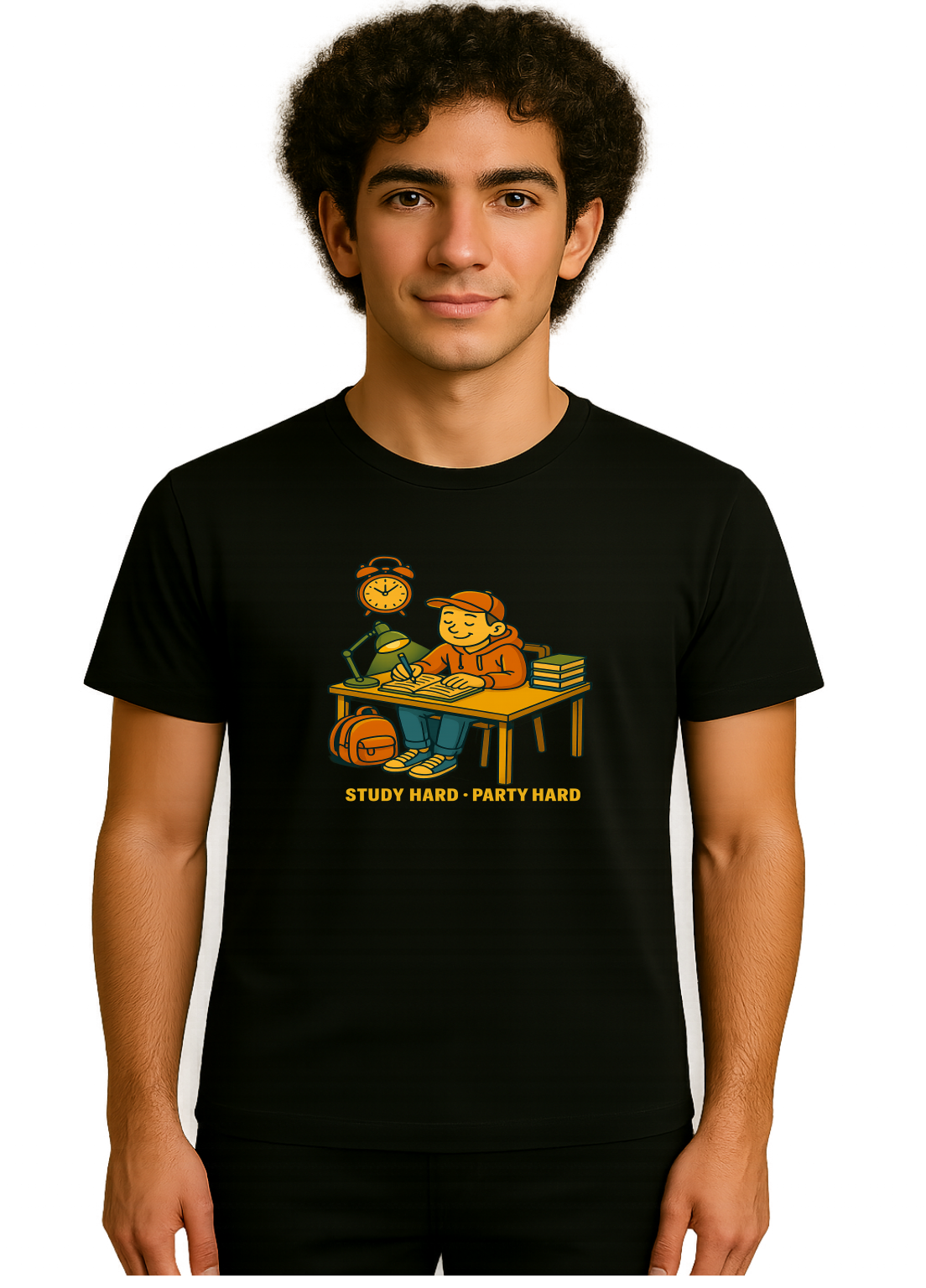 Study Hard, Party Hard- Black Printed Tshirt 90% cotton