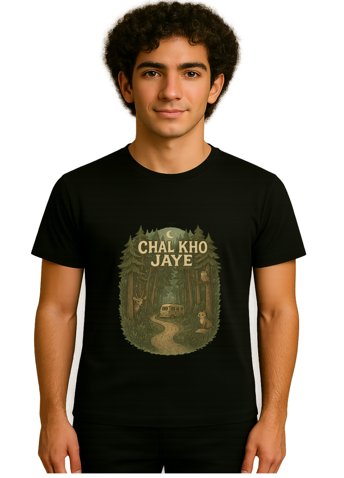 Chal Kho Jaye - Printed Black Tshirt 90% cotton  2