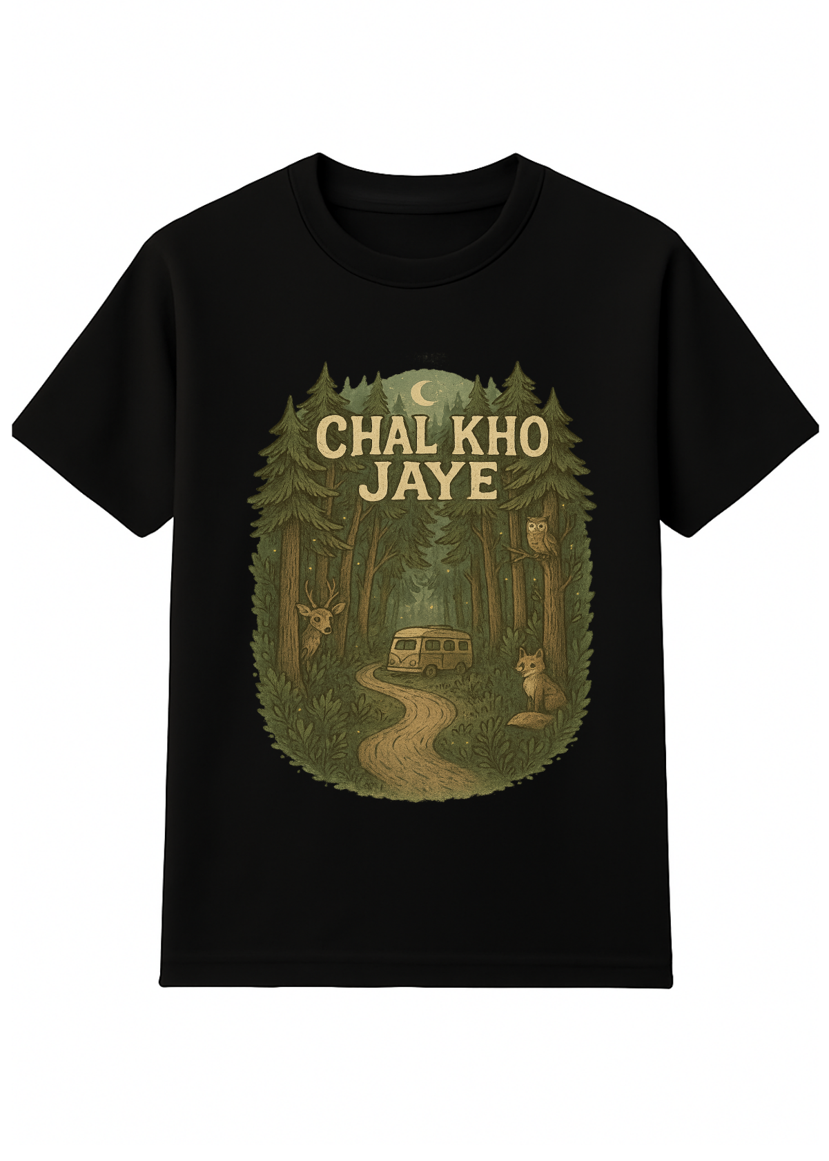 Chal Kho Jaye - Printed Black Tshirt 90% cotton 