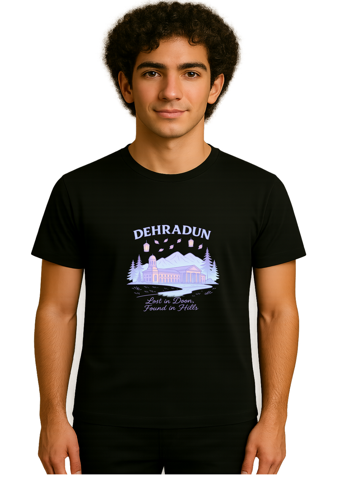 Dehradun FRI Purple - Printed Black Tshirt 90% cotton