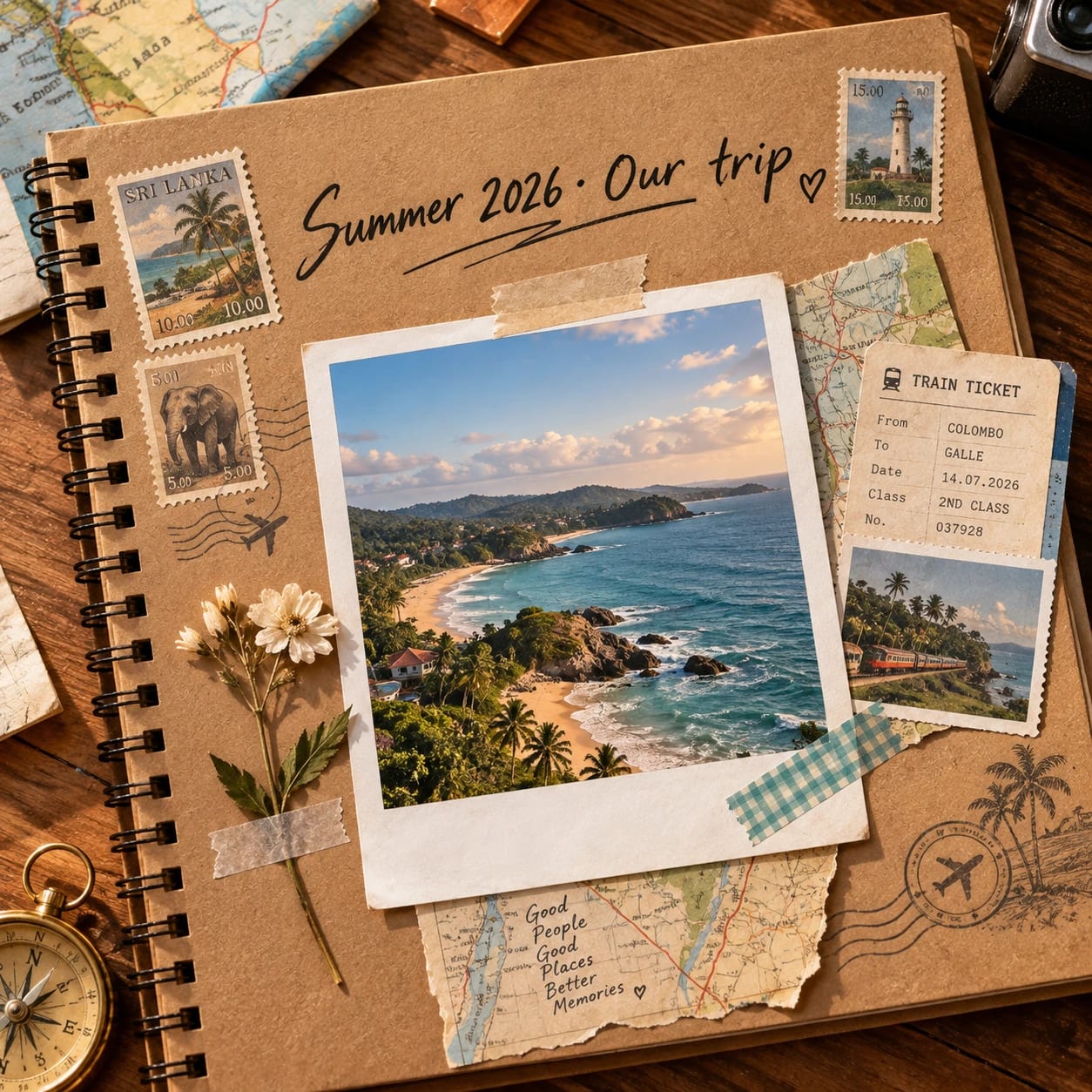 Travel scrapbook album cover – AI photo made with ChatGPT
