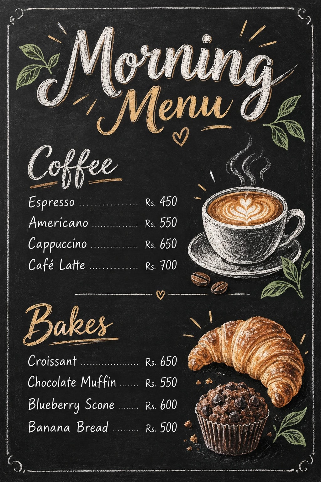 Chalkboard café menu – AI photo made with ChatGPT
