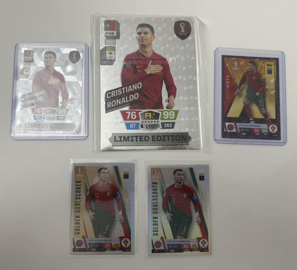 Lot cartes Cristiano Ronaldo (Portugal) – Limited Edition, Ultimate & Golden Goalscorer – EURO 2024