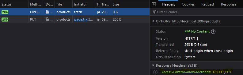 Successful PUT Request