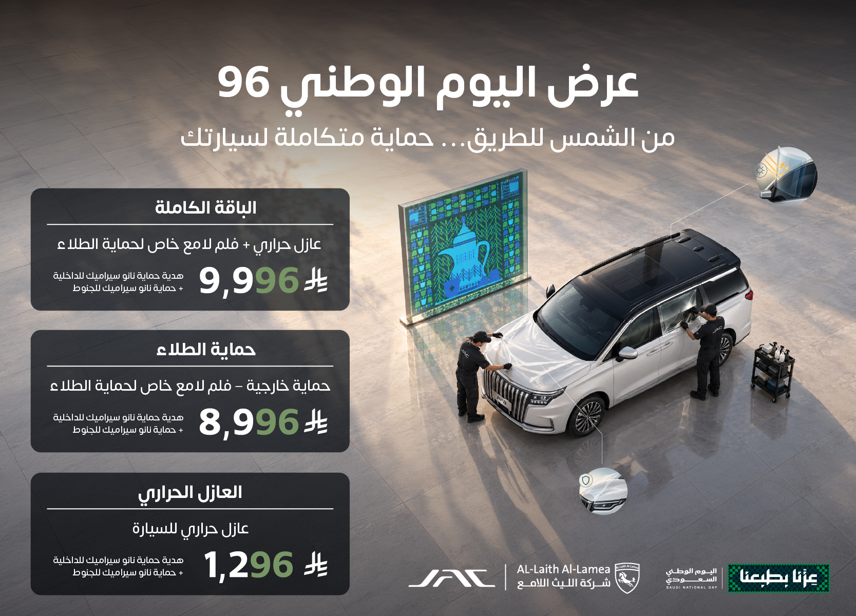 Saudi National Day 96 Offers on V-KOOL Car Protection Packages