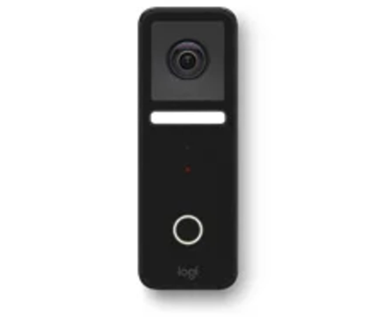 Campainha com câmera compatível com o app Casa da Apple representando acesso remoto e automações