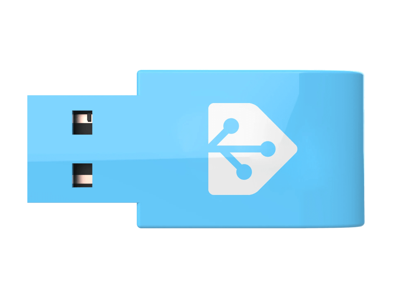 Home Assistant Connect ZBT-1 em fundo azul, usado como coordenador Zigbee e Thread