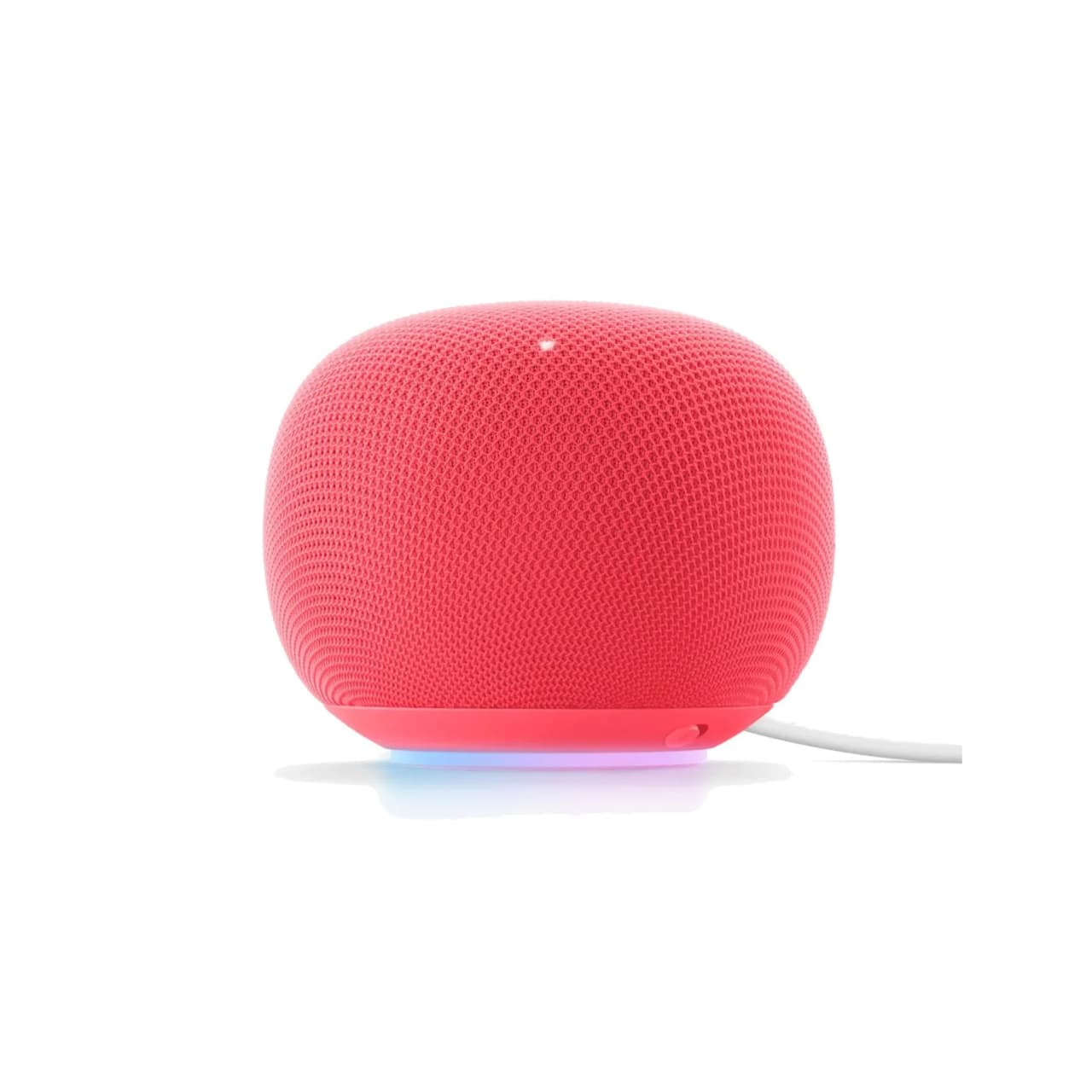 Google Home Speaker vermelho em fundo branco, novo alto-falante inteligente com Gemini para casa conectada