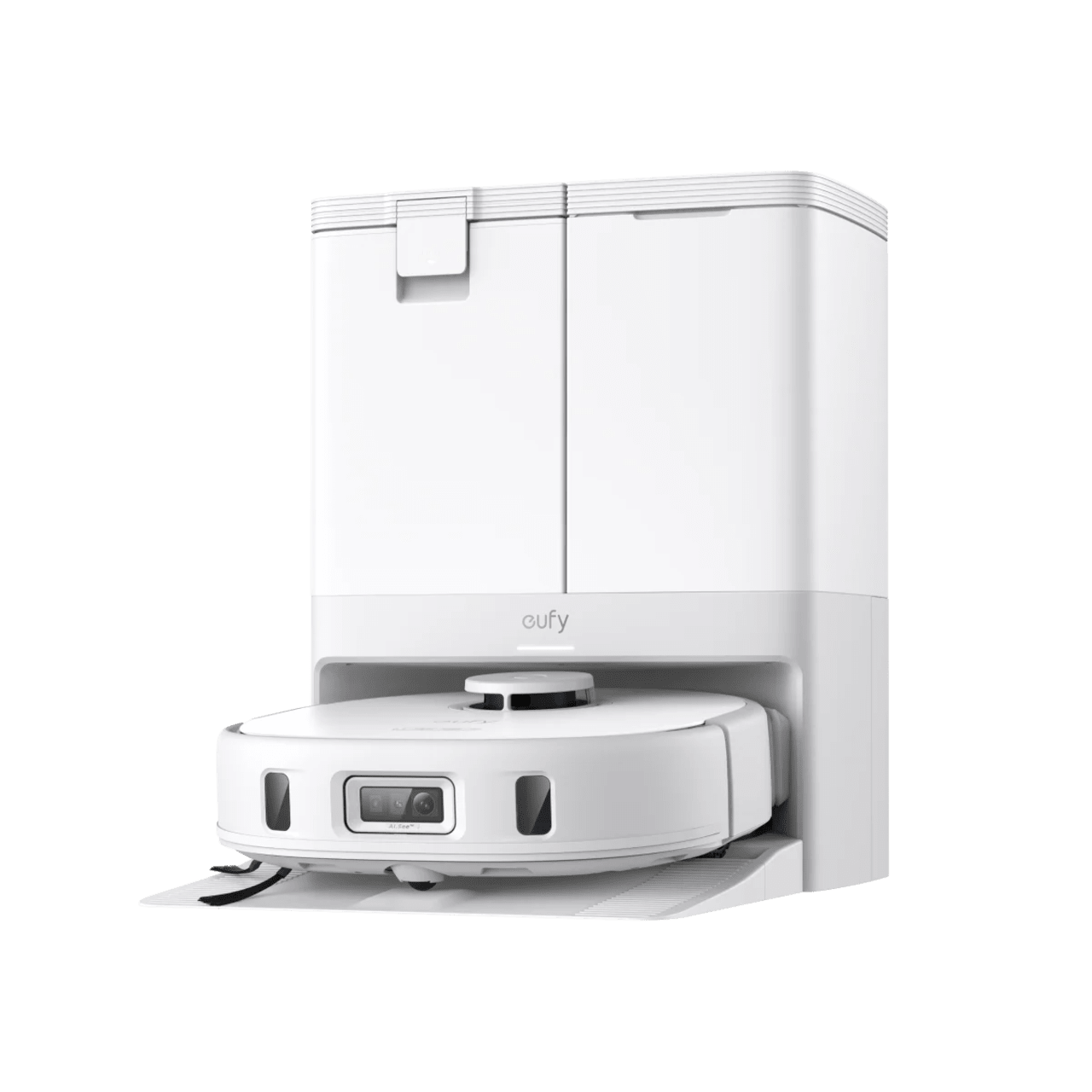 Robô aspirador Eufy X10 Pro Omni com sua estação de limpeza