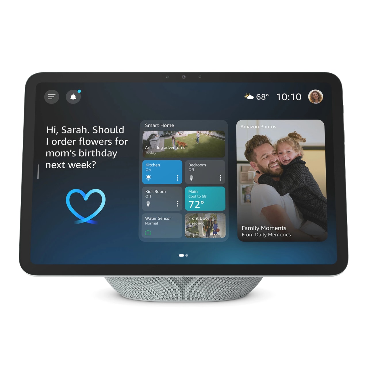 Imagem de referência de tela inteligente Alexa; foto específica do Alexa Tablet 11 pendente de substituição editorial