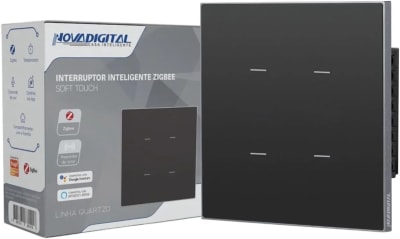 Interruptor Inteligente Zigbee Quartzo Soft Touch 4x4 4 Botões Preto
