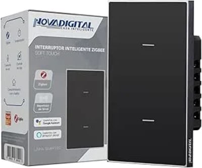 Interruptor Inteligente Zigbee Quartzo Soft Touch 2 Botões Preto