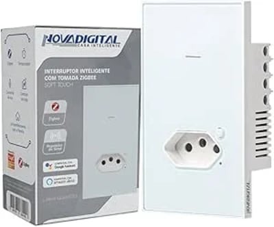 Interruptor Inteligente Zigbee Quartzo Soft Touch 1 Botão + 1 Tomada 20A Branco