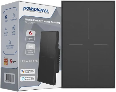Interruptor Inteligente Zigbee Linha Topázio 4 Botões Preto
