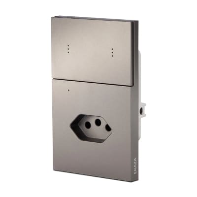 Interruptor Inteligente EKAZA Mercúrio Lite 2 Teclas com Tomada 10A Cinza Zigbee 3.0