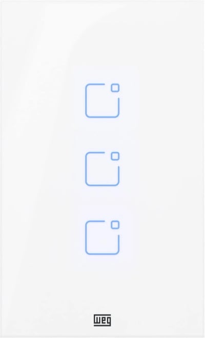 Interruptor Touch WEG Home Wi‑Fi + RF 3 Teclas Branco 4x2