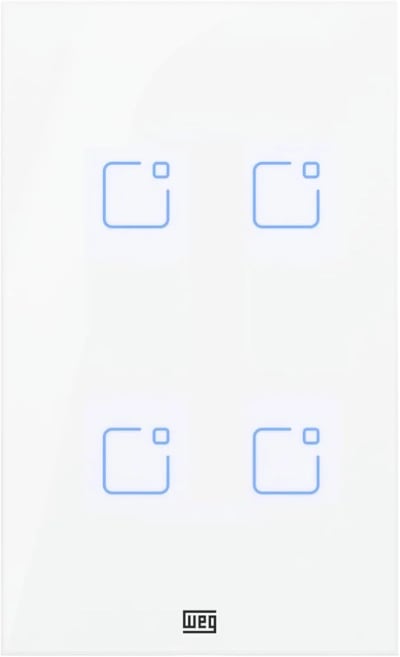Interruptor Touch WEG Home Wi‑Fi + RF 4 Teclas Branco 4x2