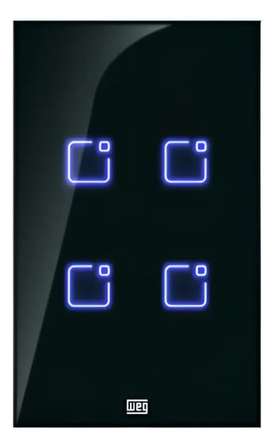 Interruptor Touch WEG Home Wi‑Fi + RF 4 Teclas Preto 4x2