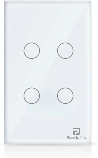 Interruptor Inteligente Panda Plus AMG-NS04 Wi-Fi Touch Sem Neutro 4 Botões