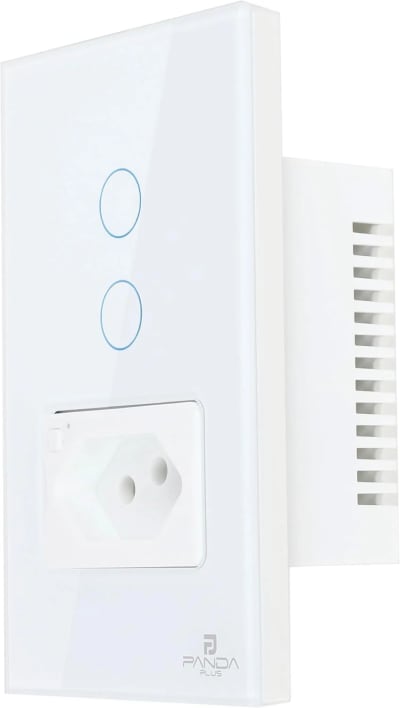 Interruptor Inteligente Panda Plus AMG-TS02 Wi-Fi Touch 2 Botões + Tomada 16A