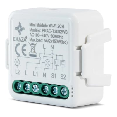 Ekaza Interruptor Mini Módulo Wi-Fi Inteligente 3 Canais EKAC-T3093WB
