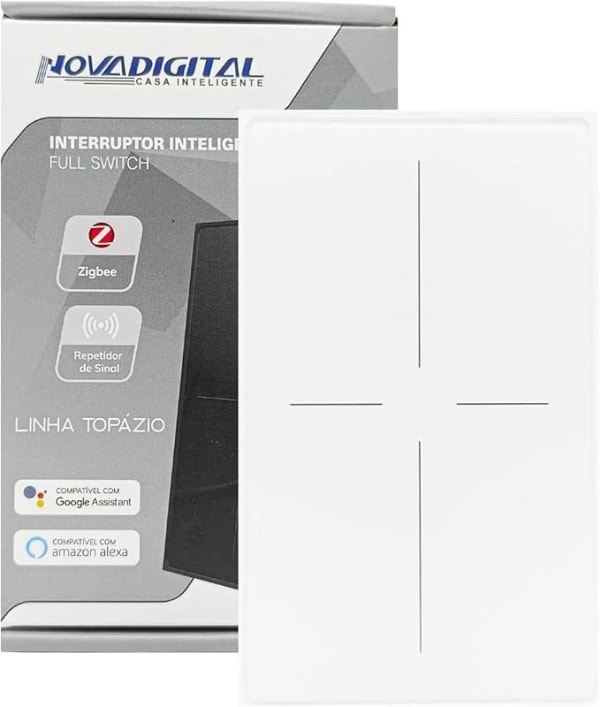 Interruptor Inteligente Zigbee Linha Topázio 4 Botões Branco