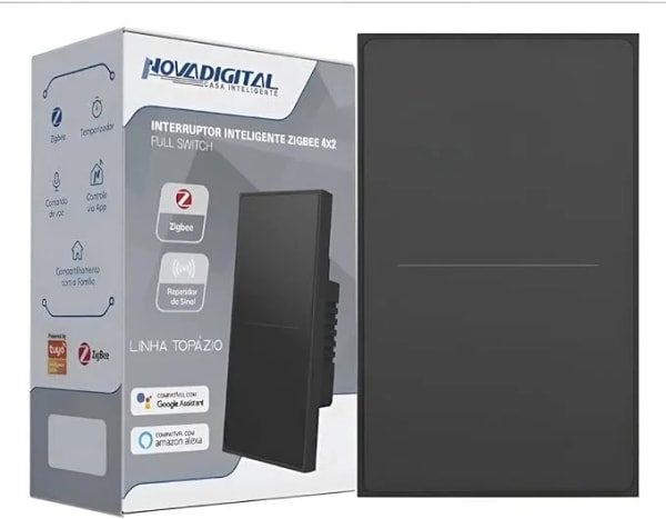 Interruptor Inteligente Zigbee Linha Topázio 2 Botões Preto