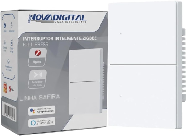 Interruptor Safira Zigbee Full Switch 2 Botões Branco