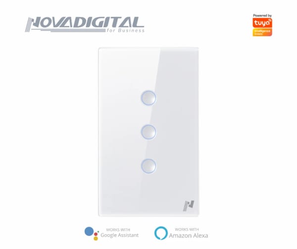Interruptor Touch Alto Relevo Zigbee Branco 3 Botões