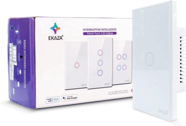 Interruptor Inteligente Ekaza Touch 2.5D 4x2 Zigbee 3.0 1 Tecla Branco