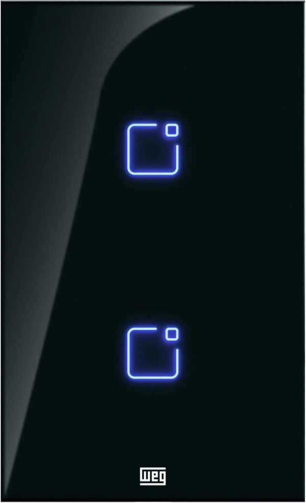 Interruptor Touch WEG Home Wi‑Fi + RF 2 Teclas Preto 4x2