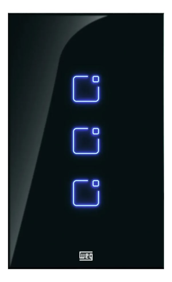 Interruptor Touch WEG Home Wi‑Fi + RF 3 Teclas Preto 4x2
