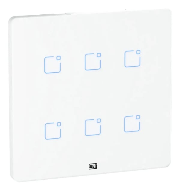 Interruptor Touch WEG Home Wi‑Fi + RF 6 Teclas Branco 4x4
