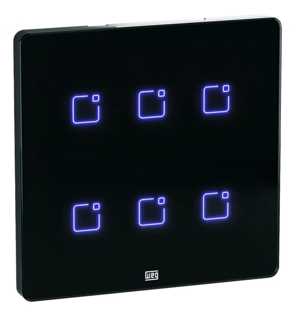 Interruptor Touch WEG Home Wi‑Fi + RF 6 Teclas Preto 4x4