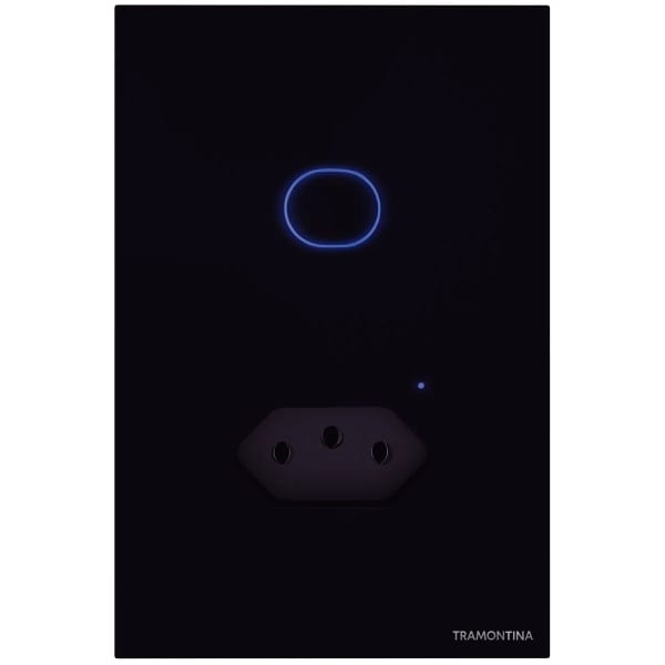 Interruptor Onne Touch Smart Tramontina Preto com 1 Tecla e 1 Tomada 10A
