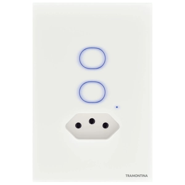 Interruptor Onne Smart Tramontina Branco com 2 Teclas e 1 Tomada 10A