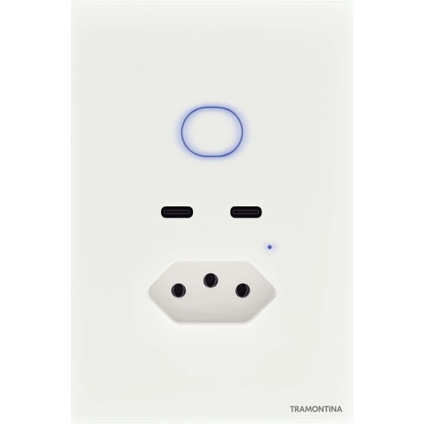 Interruptor Onne Smart Tramontina Branco com 1 Tecla, 1 Tomada 10A e 2 USB-C