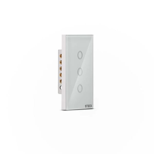 Interruptor Inteligente Steck Smarteck Touch Wi-Fi 4x2", 3 Módulos, Bivolt, Branco SMCI3BS1