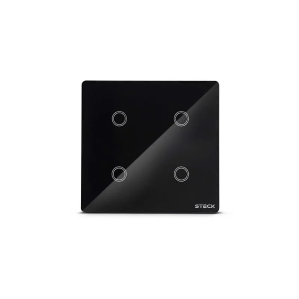 Interruptor Inteligente Steck Smarteck Touch Wi-Fi 4x4", 4 Módulos, Bivolt, Preto SMCI4PS2