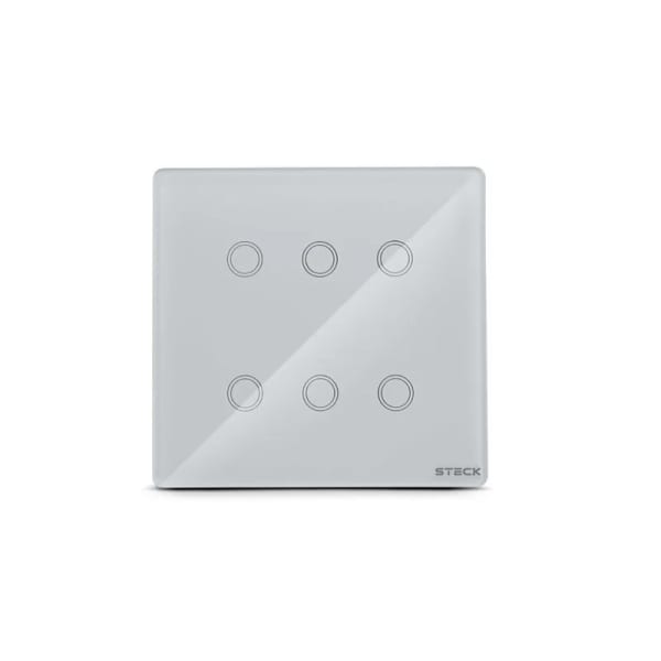 Interruptor Inteligente Steck Smarteck Touch Wi-Fi 4x4", 6 Módulos, Bivolt, Branco SMCI6BS2