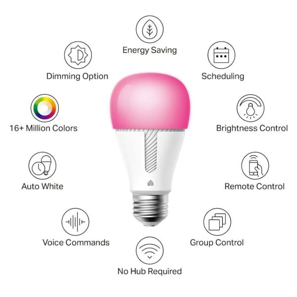TP-Link Kasa KL130 Lâmpada Inteligente A19 E26 RGB Wi-Fi
